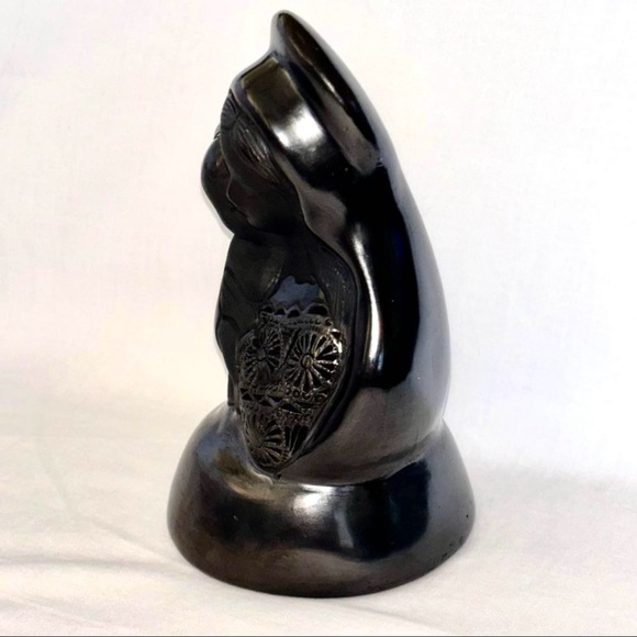 Dona Rosa Black Clay Pottery Artist Mexico Vintage Madonna and Child Virgin Mary - Picture 2 of 4